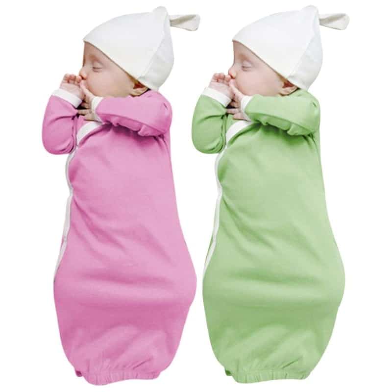 1Set Newborn Baby Sleep Gowns Solid Color Long Sleeve Toddler Sleeper ...