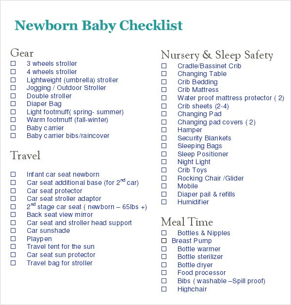 9+ Newborn Checklist Samples