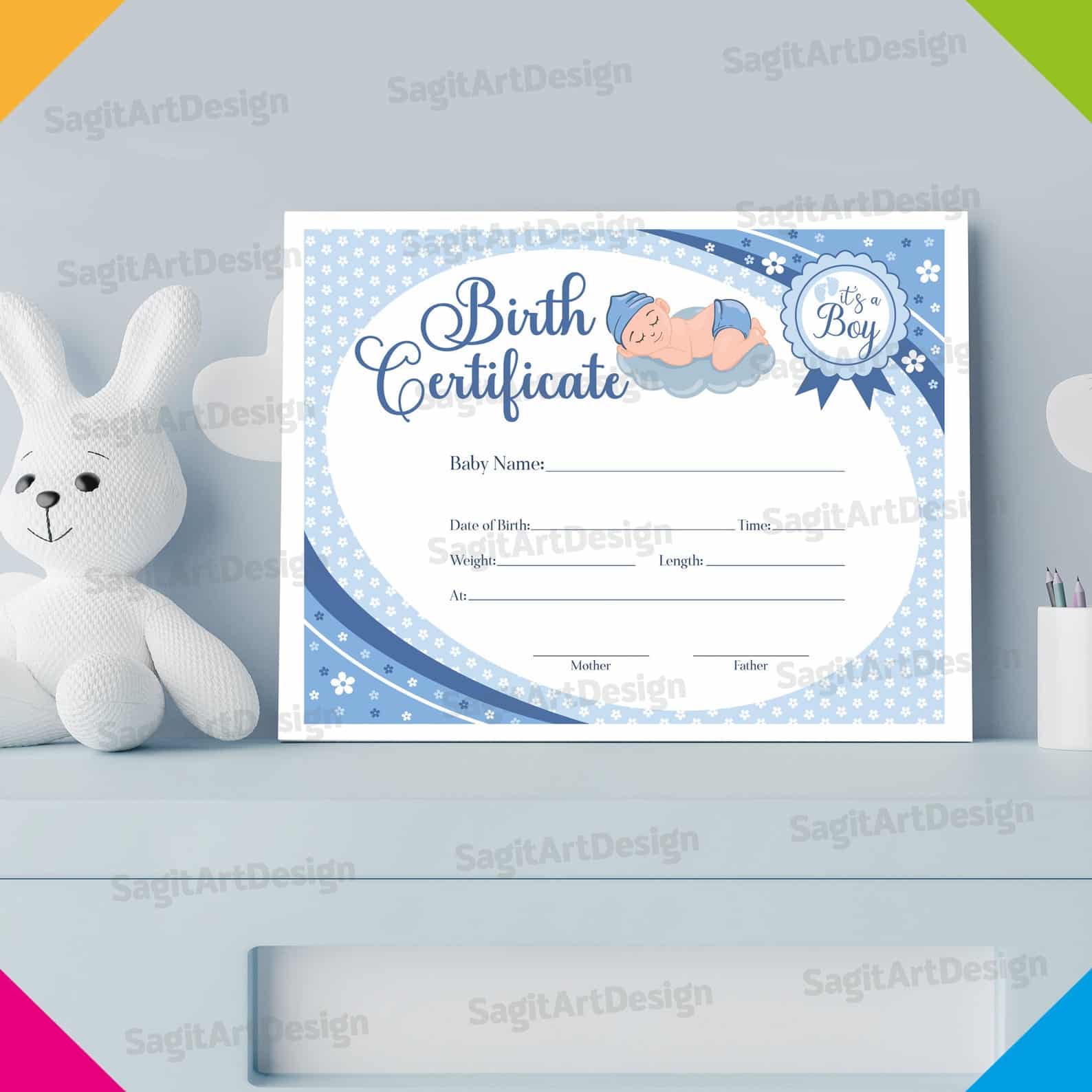 Baby Boy Birth Certificate Printable Newborn Certificate