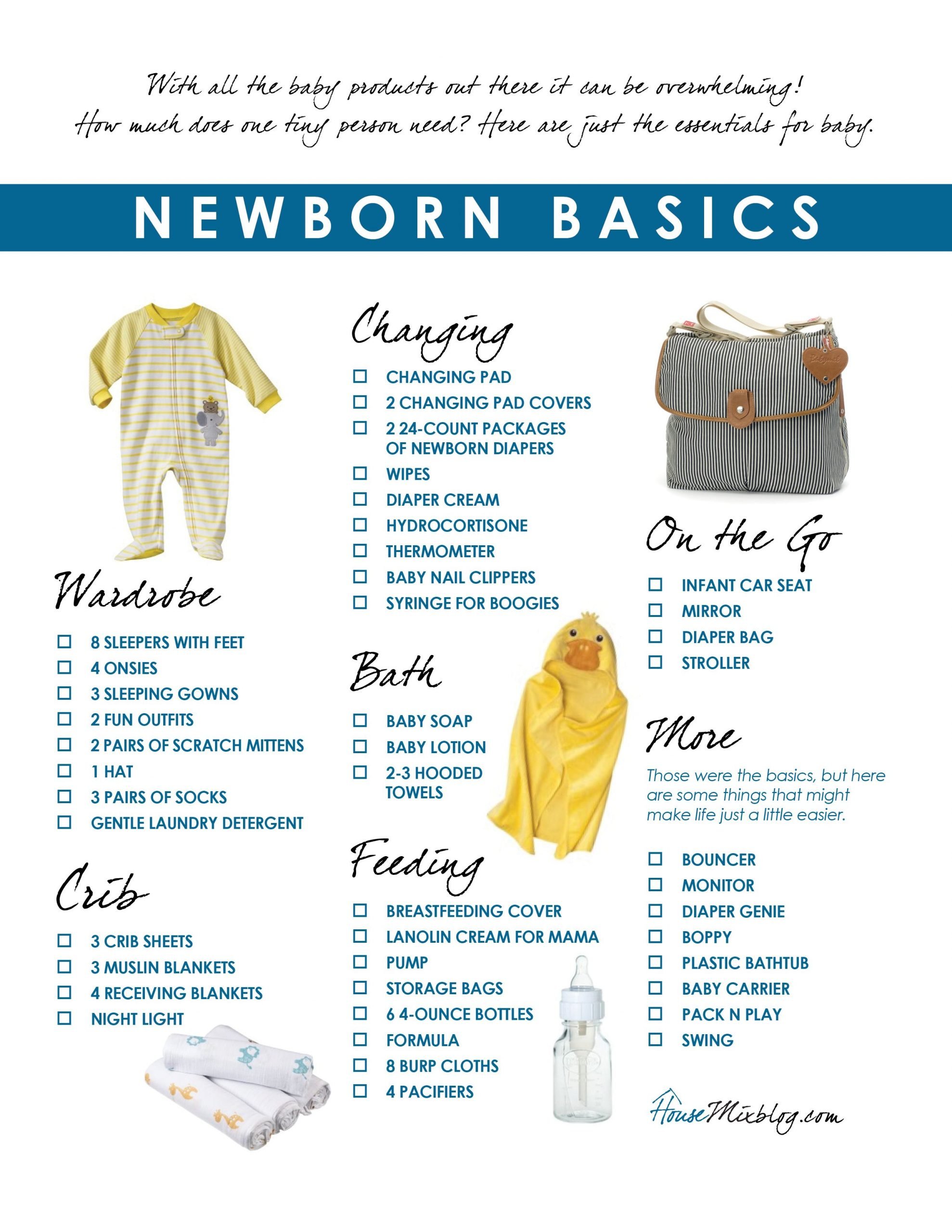 Baby checklist, Newborn checklist, Newborn essentials