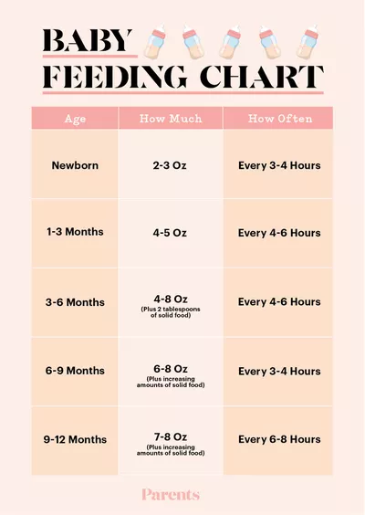 Baby Feeding Chart: How Much and When to Feed Infants the First Year ...
