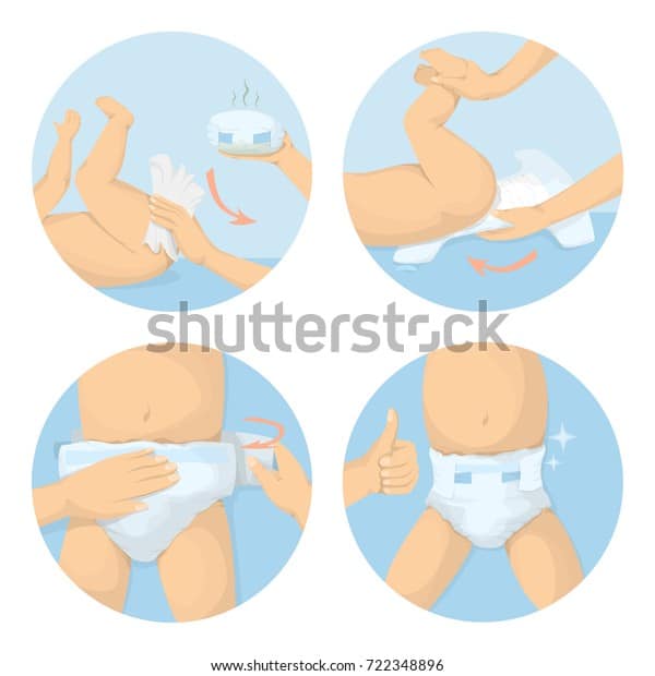 Changing Diapers Steps Illustration Newborn Baby Stock Illustration ...