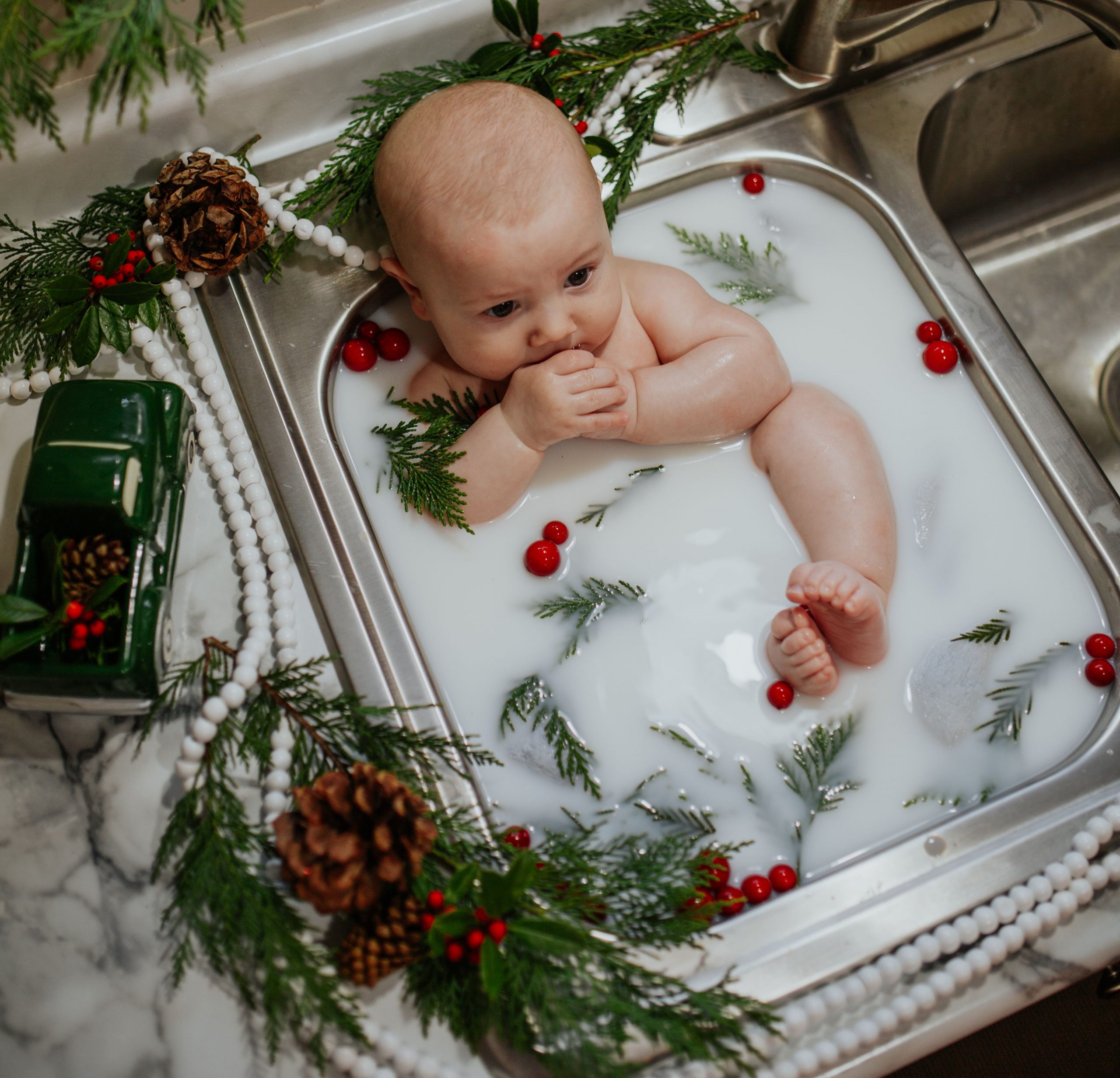 Christmas Milk Bath Baby