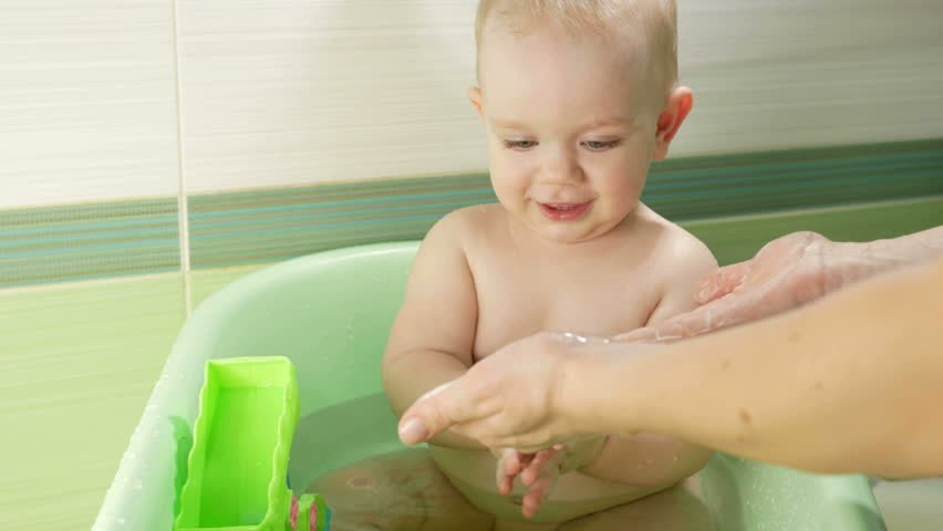 Happy Baby Taking a Bath Stock Footage Video (100% Royalty ...