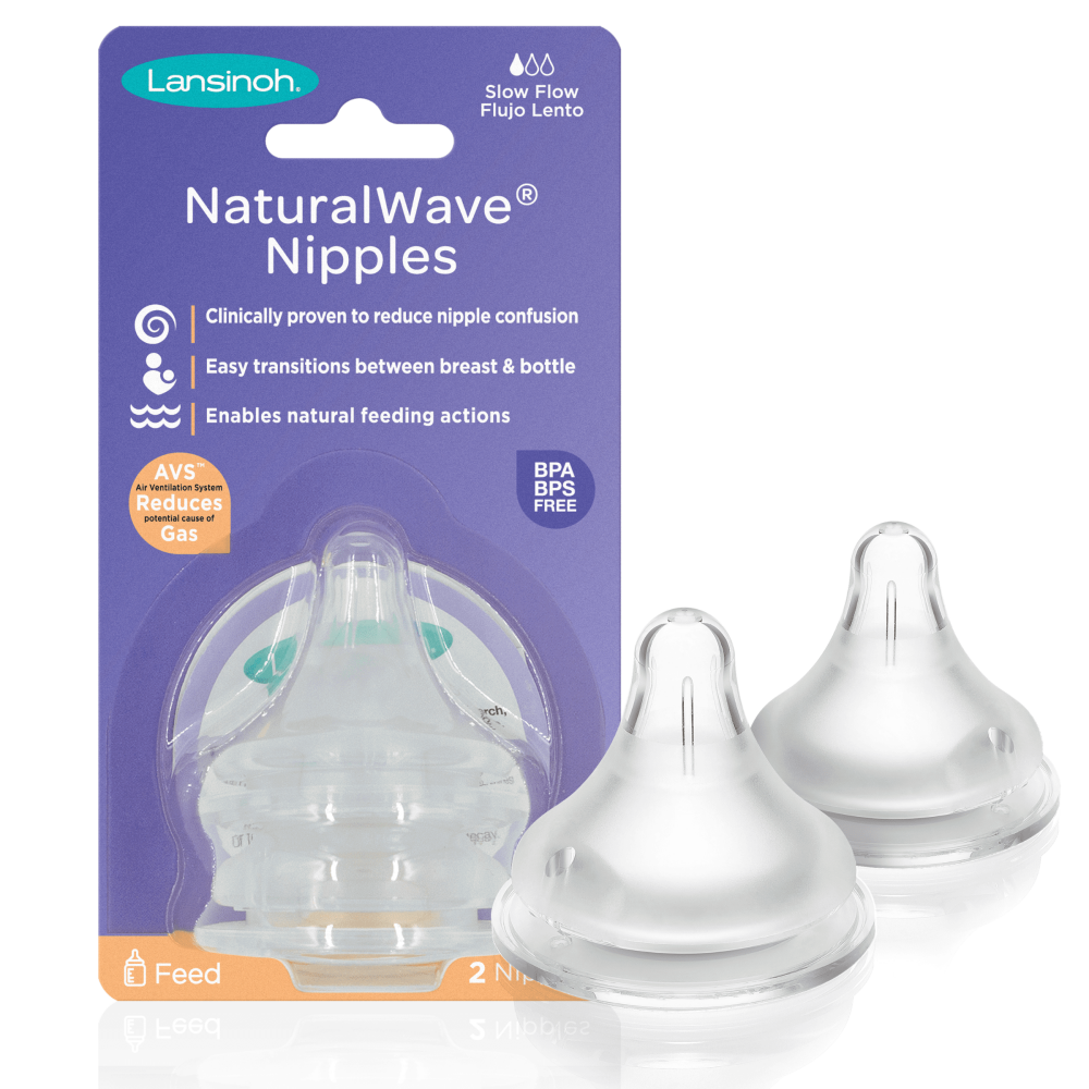 Lansinoh NaturalWave Baby Bottle Nipples, Slow Flow, 2 ...