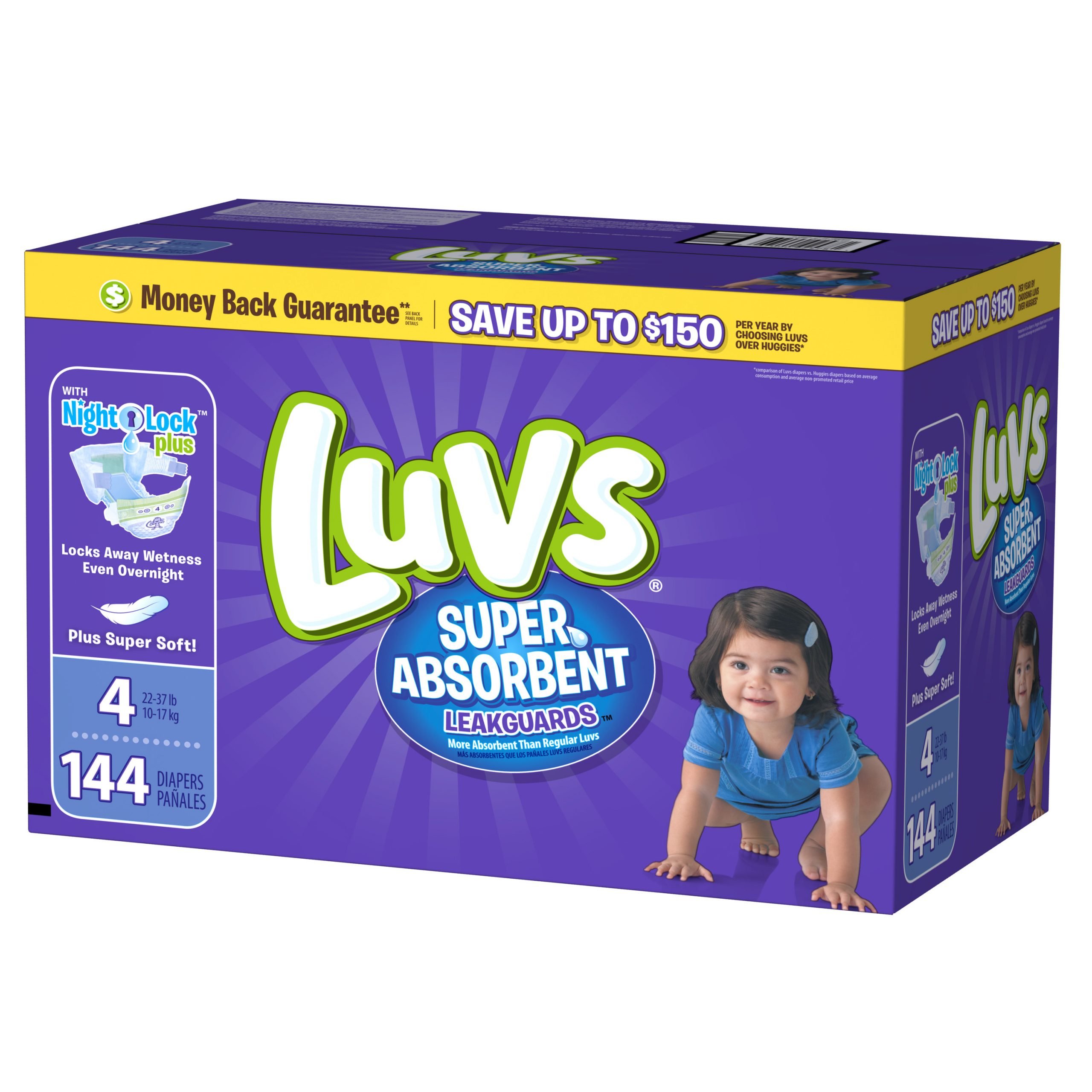 Luvs Super Absorbent Leakguards Newborn Diapers Size 4 144 count ...