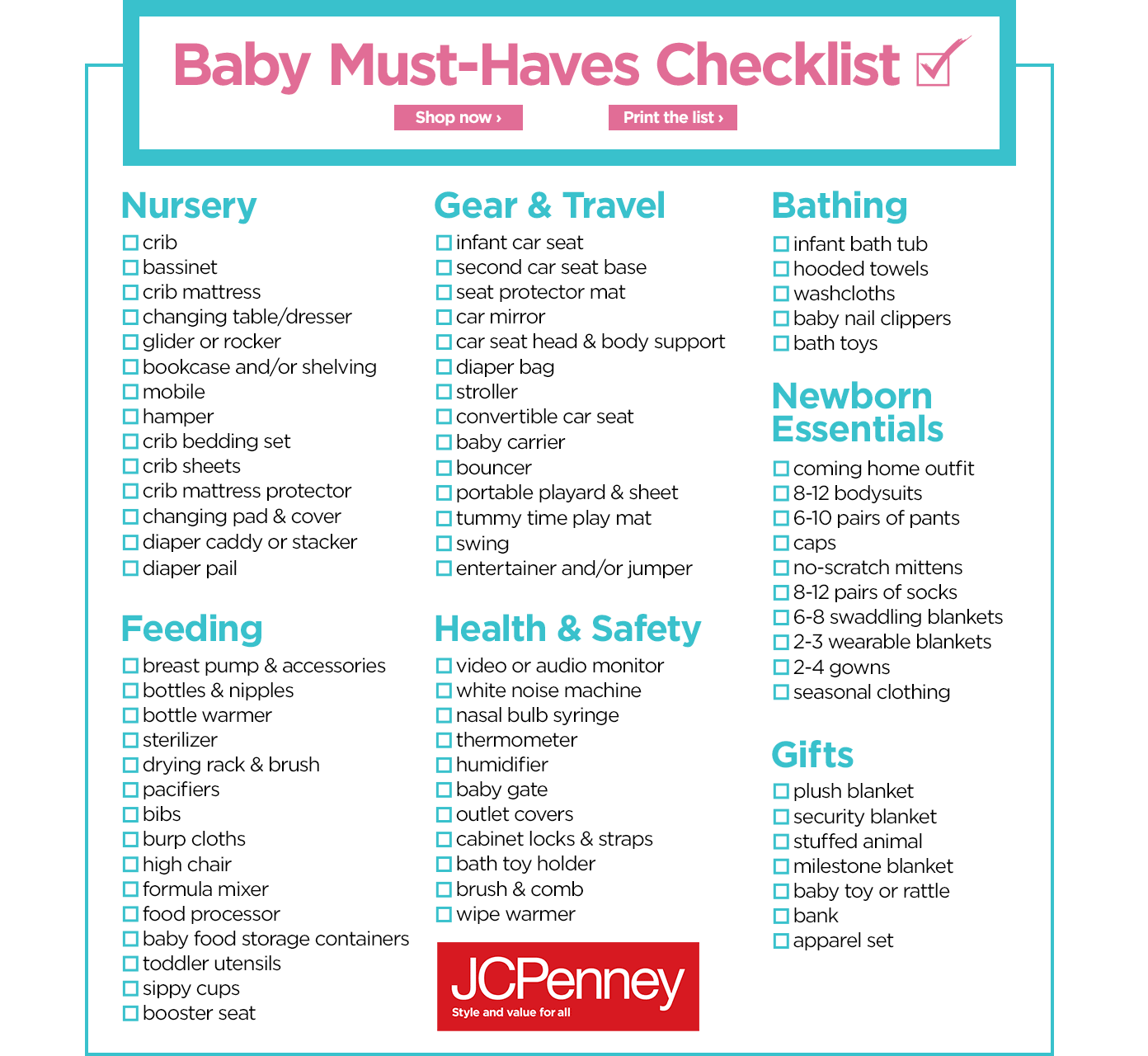 Newborn Baby Stuff List