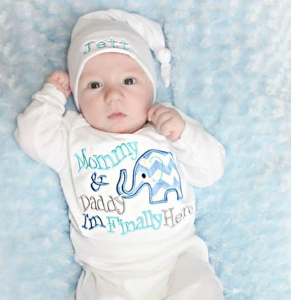 Newborn Boy Take Home Hospital Outfit Elephant Baby Shower Boy