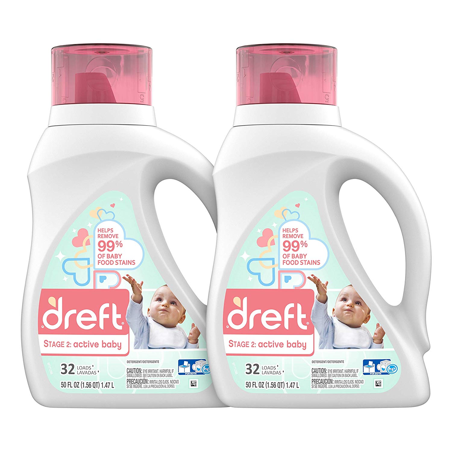 (Pack of 2) Dreft Stage 2: Active Hypoallergenic Liquid Baby Laundry ...