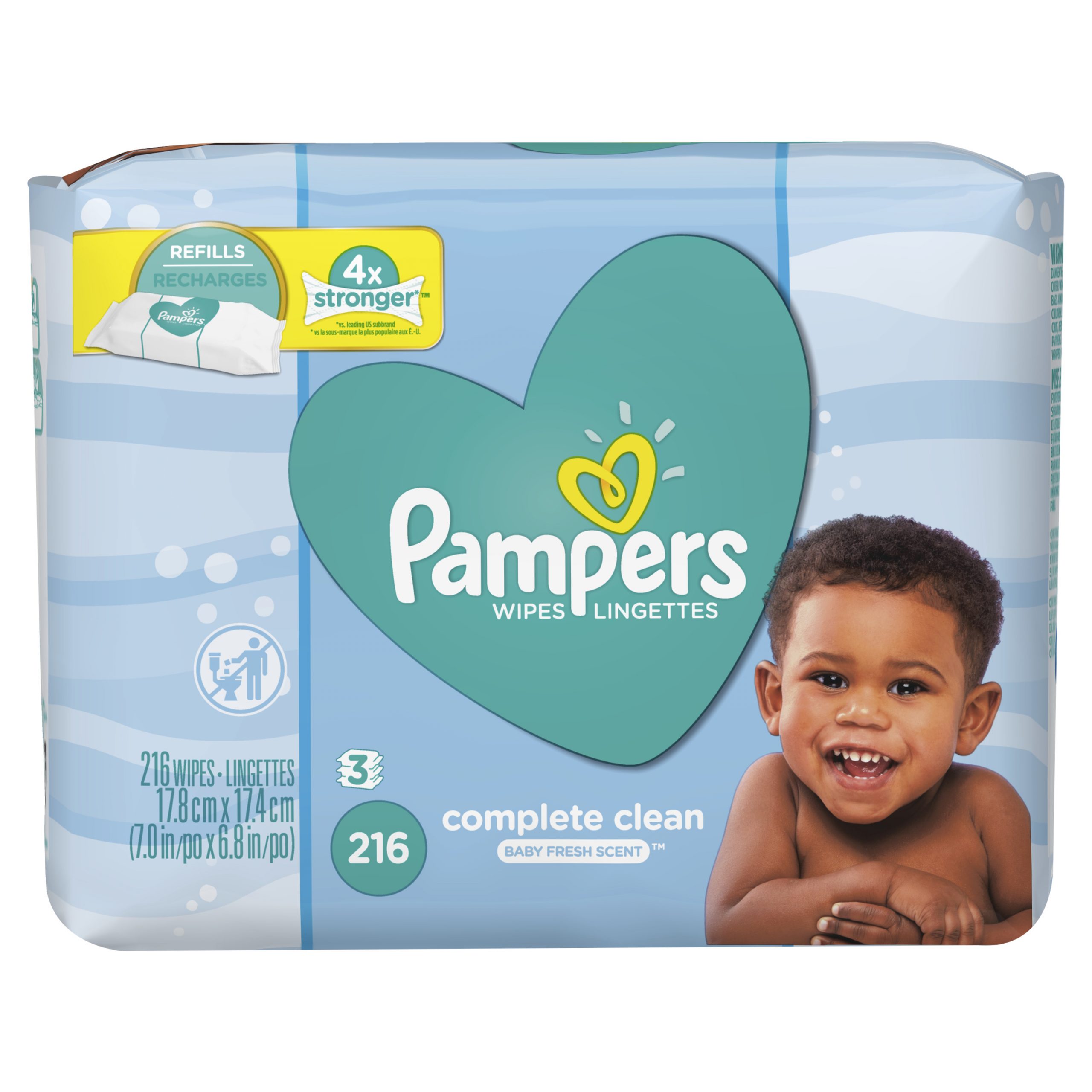Pampers Baby Wipes Complete Clean Scented 3 Refill Packs (Tub Not ...