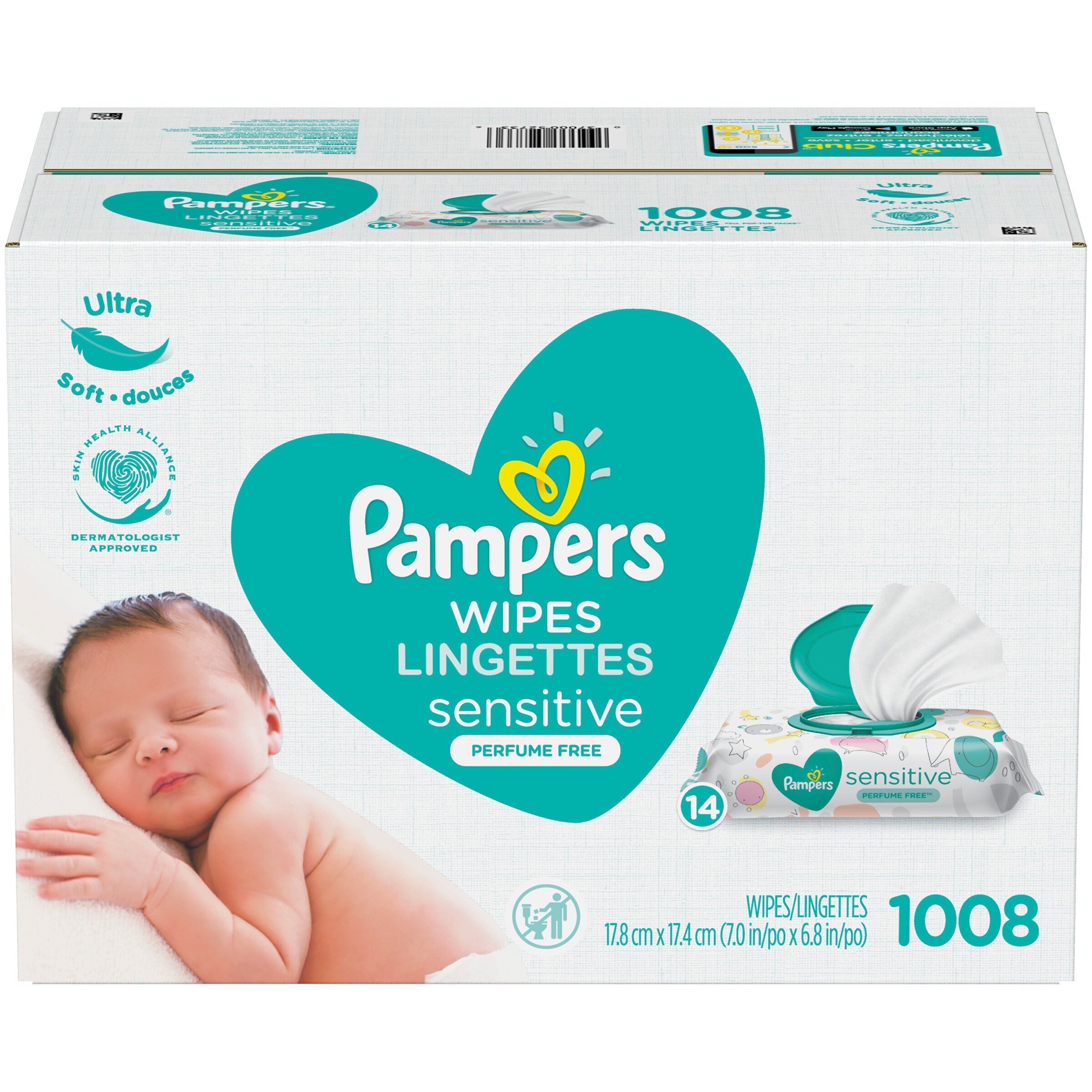 Pampers Baby Wipes Sensitive Perfume Free 14X Pop