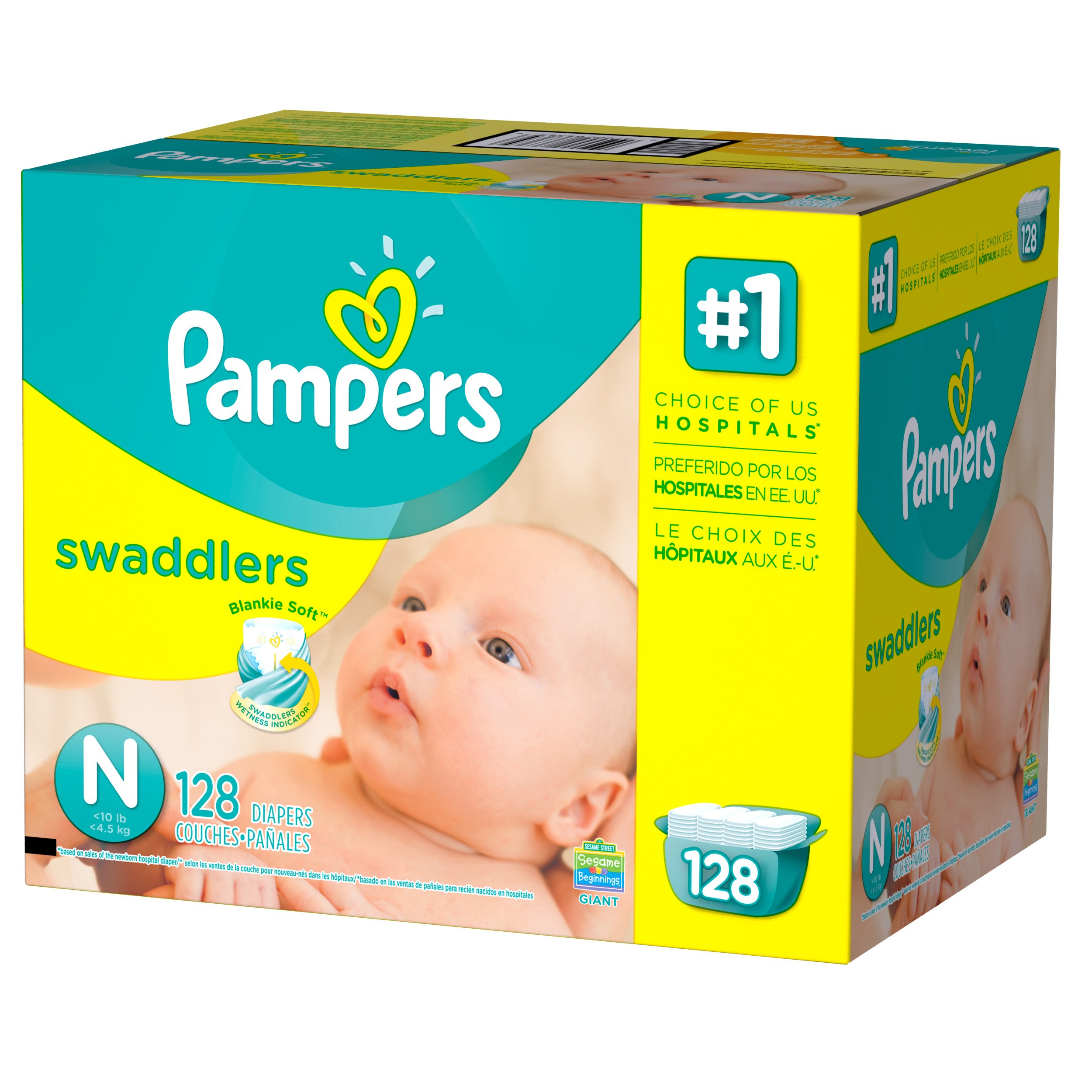 Pampers Swaddlers Newborn Diapers Size 0 128 count ...