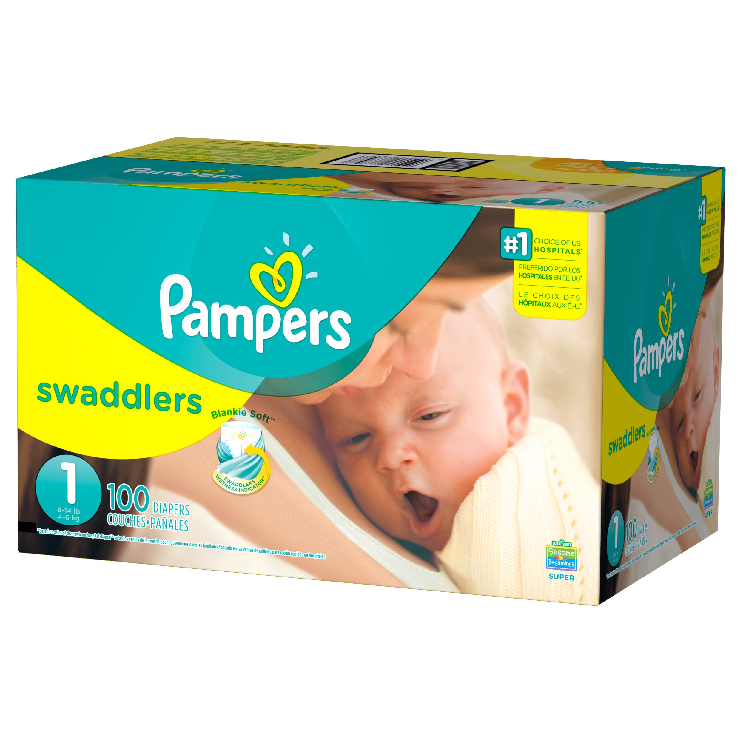 Pampers Swaddlers Newborn Diapers Size 1 100 count ...