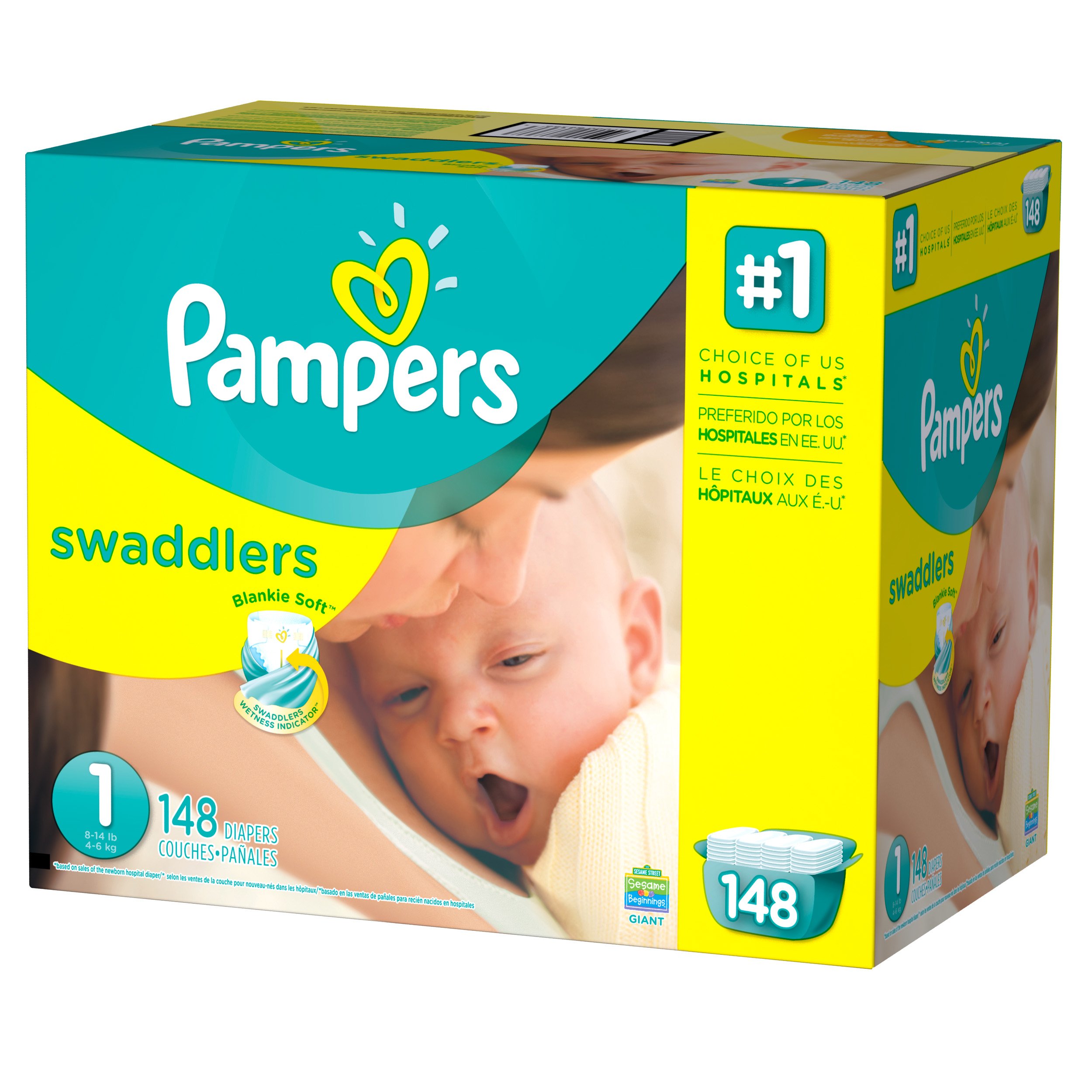 Pampers Swaddlers Newborn Diapers Size 1 148 count
