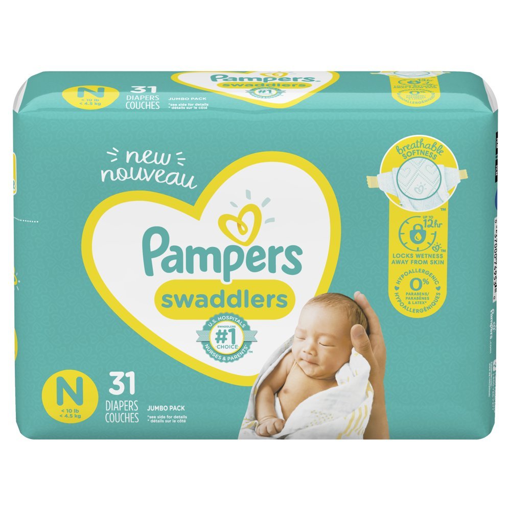 Pampers Swaddlers Newborn Diapers, Soft and Absorbent, Size N, 31 Ct ...