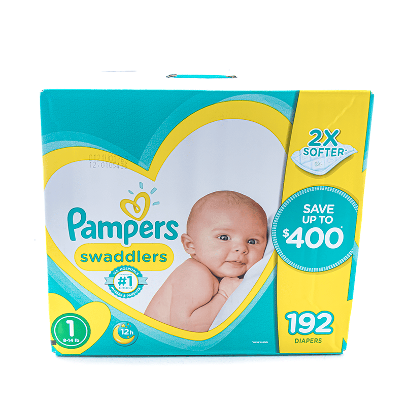 Pampers Swaddlers Size 1 Newborn Disposable Diapers Mega Box