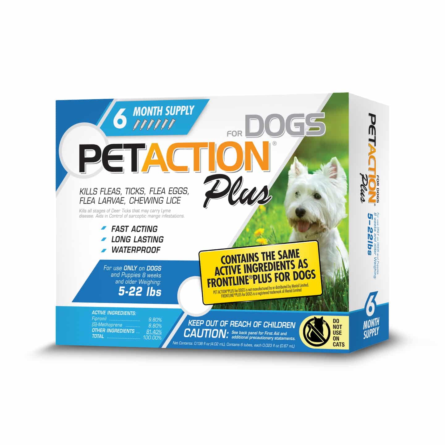 PetAction Plus Flea and Tick Treatment for Small Dogs, 6 Monthly ...