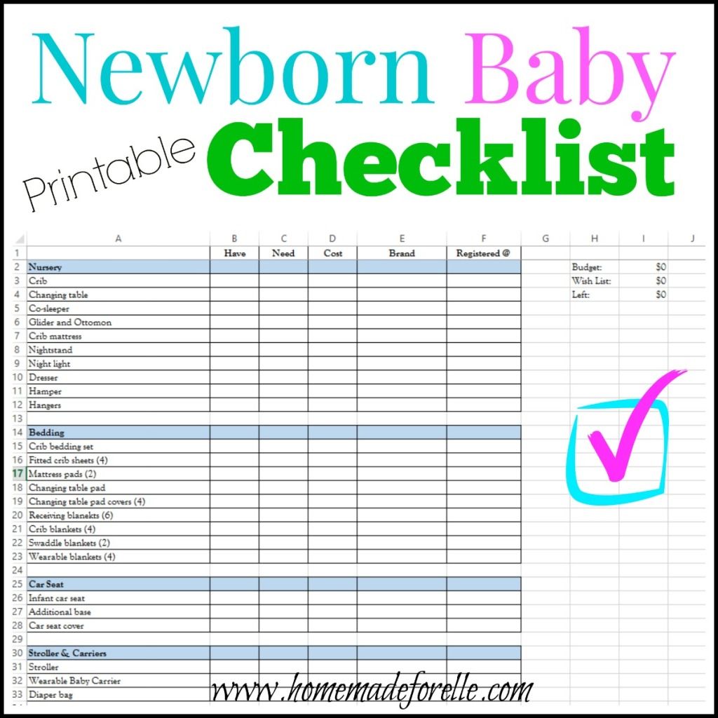 Printable Newborn Checklist