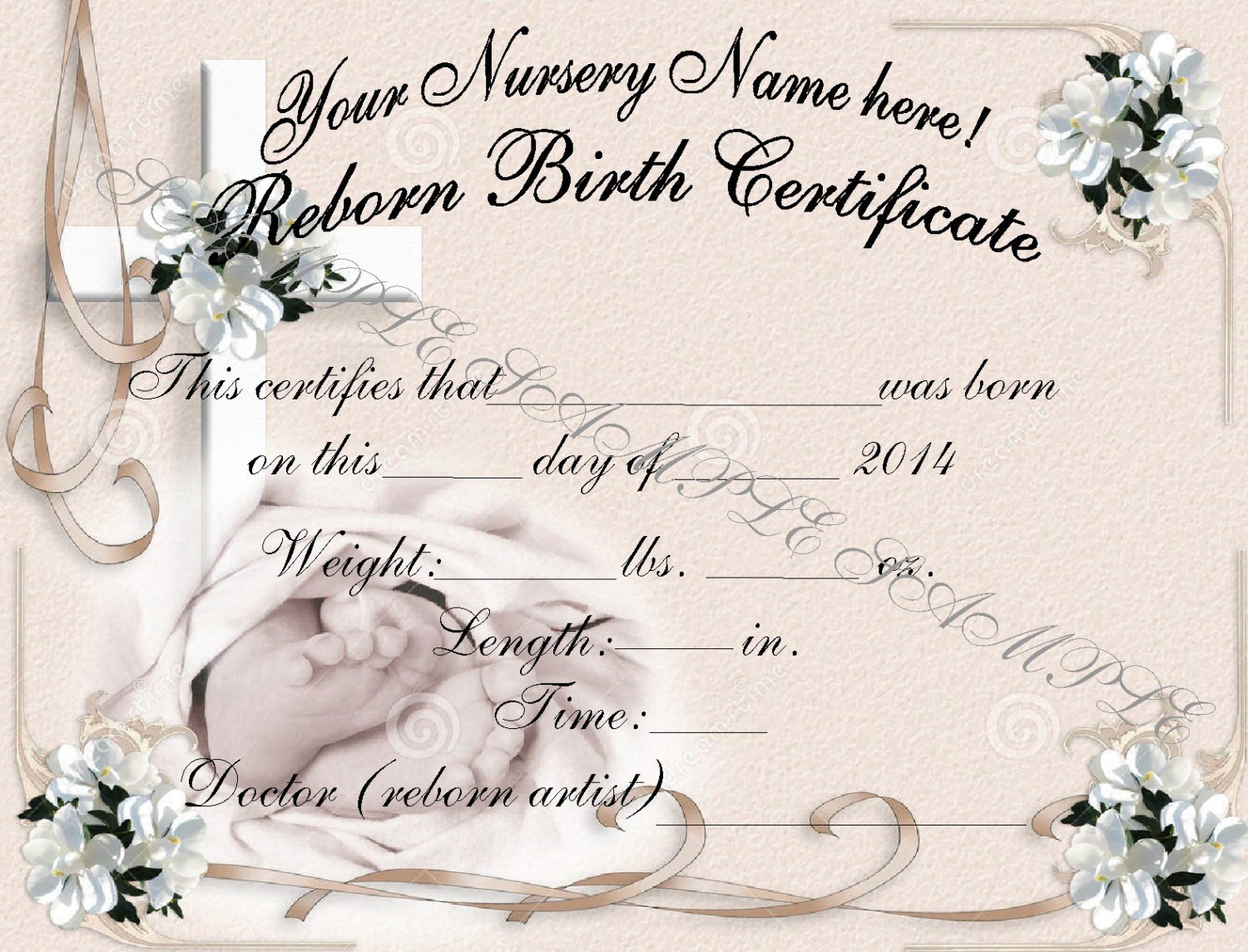Reborn Birth Certificates Your Custom Nursery Name 5