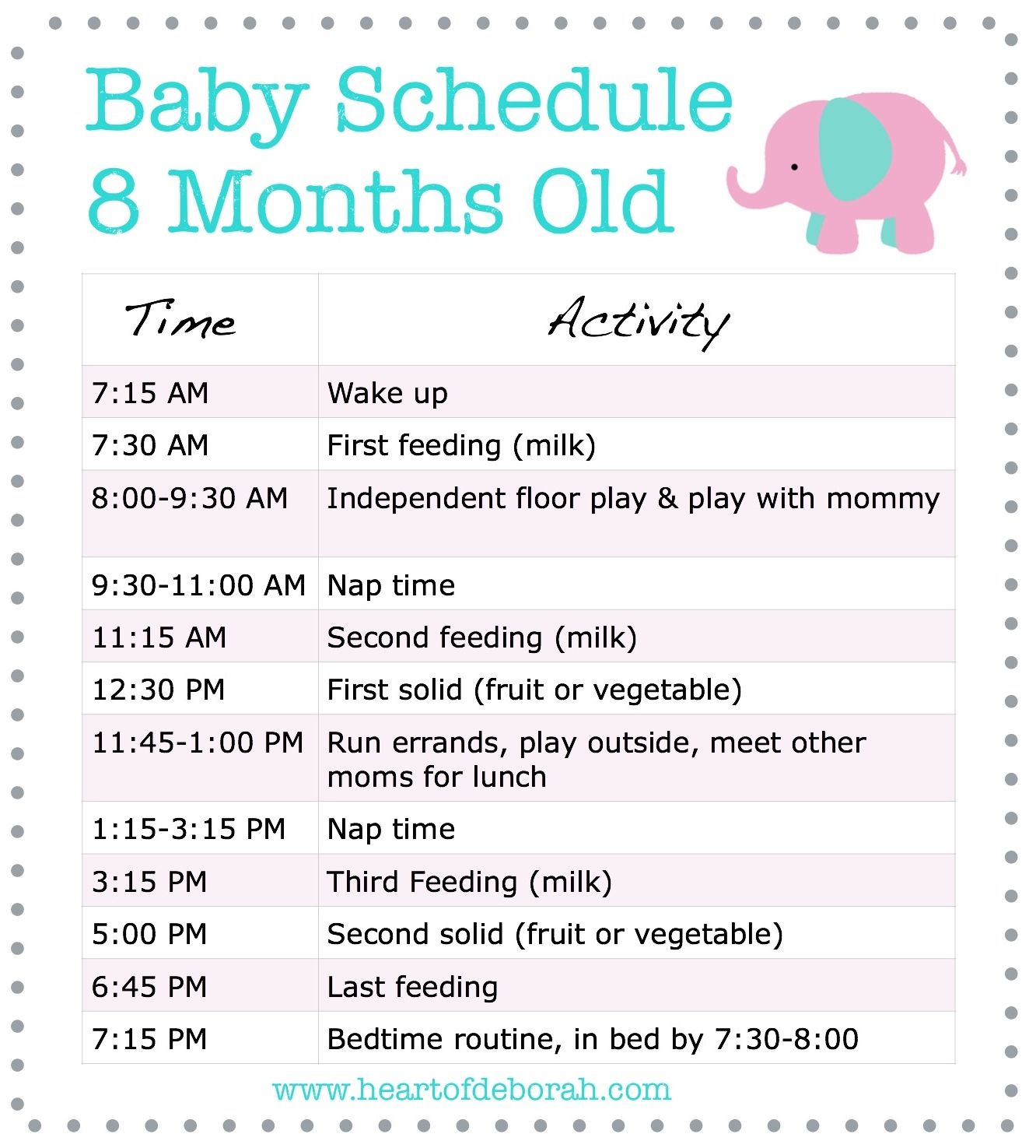 Sample Baby Schedule