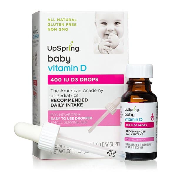 UpSpring Baby Vitamin D Drops for Newborn+, 400 IU D3 Drops, 2.25 mL ...